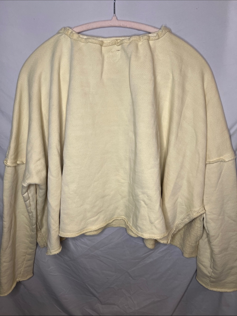 Free People Cream Raw Edge Oversized Sweatshirt - Picture 6 of 12